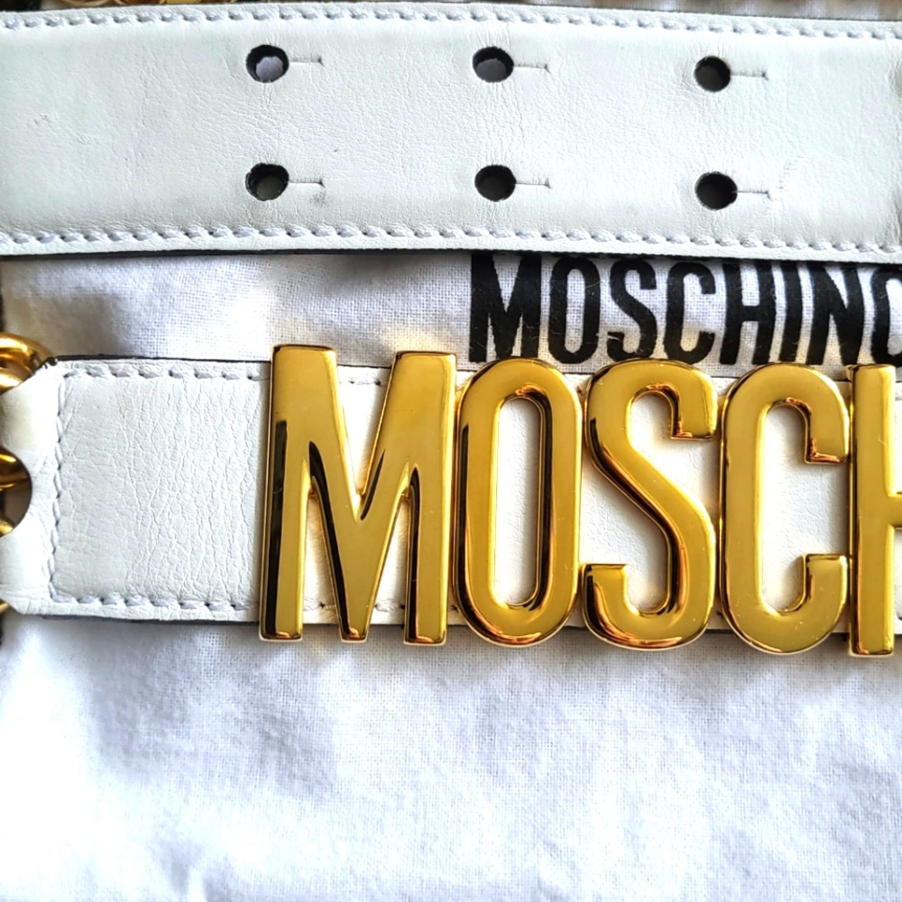 Moschino white leather chain belt. - Picture 5 of 7